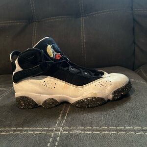 Jordan Kids Sneakers Black White with Red and Yellow Accents